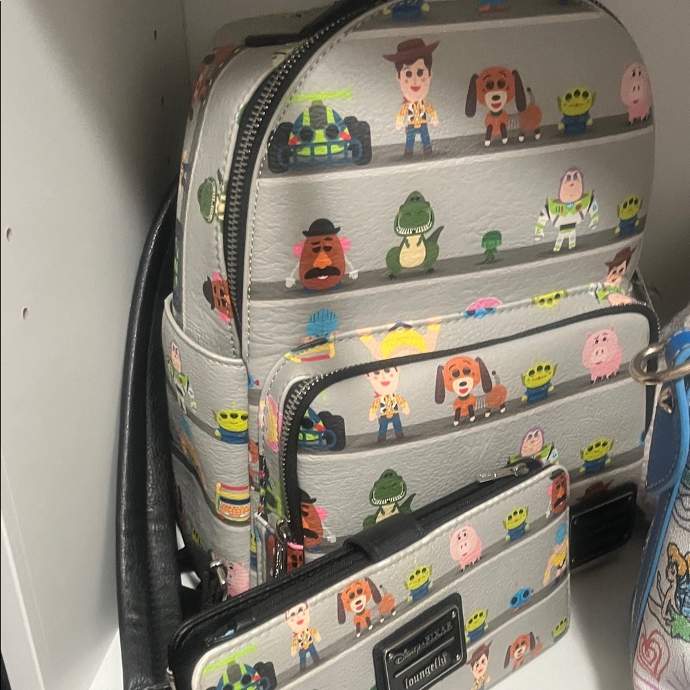Loungefly Toy Story Character Backpack and Wallet Set - Gray